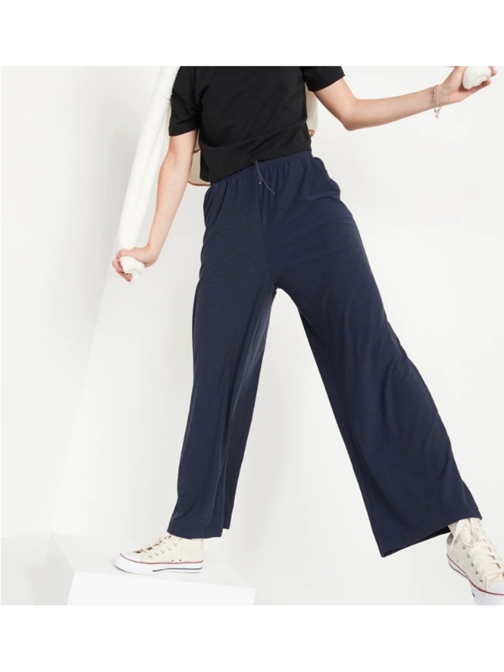 OLD NAVY High Waisted Wide Leg Crop Pant in Navy - M - Picture 1 of 12
